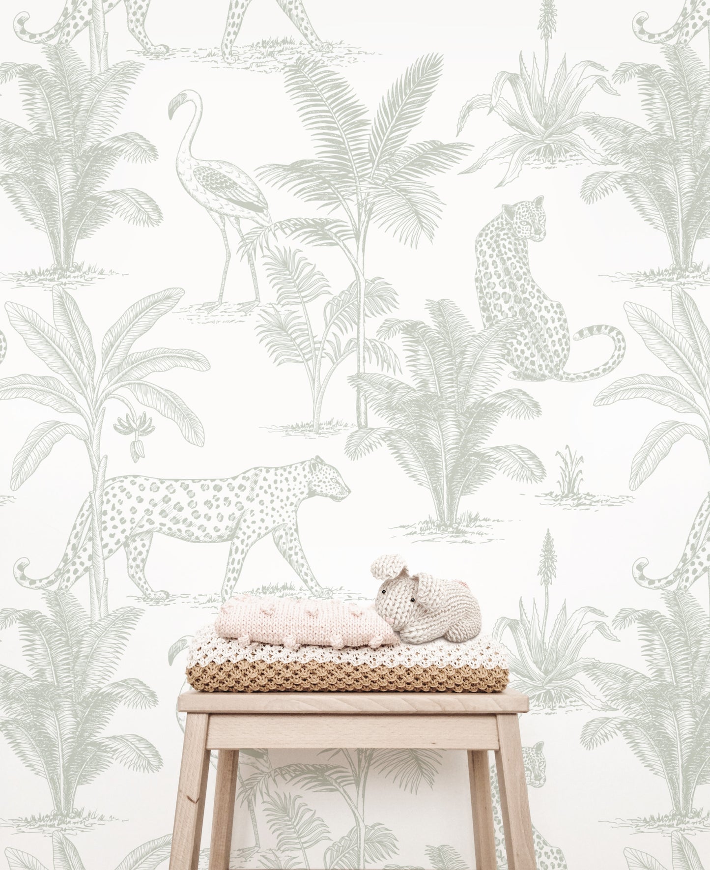 Safari Wallpaper | Leopard (Sage) - Wallpaper - Fable and Fawn 