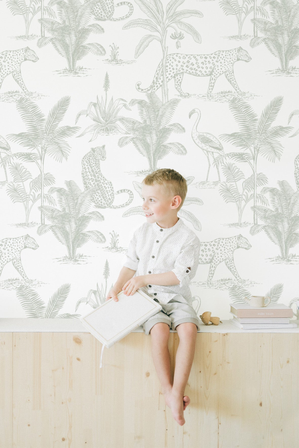 Safari Wallpaper | Leopard (Sage) - Wallpaper - Fable and Fawn