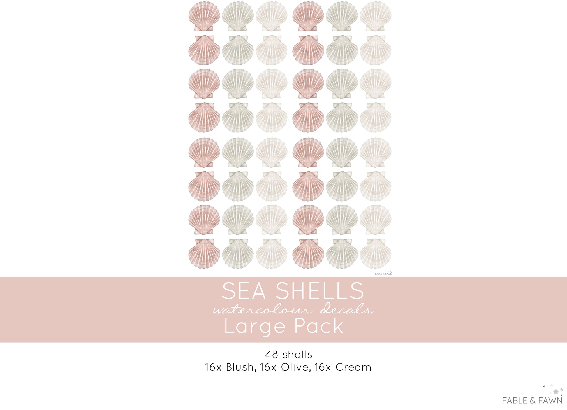 Seashell Wall Decals (Soft Olive) - Wall Decals - Fable and Fawn 
