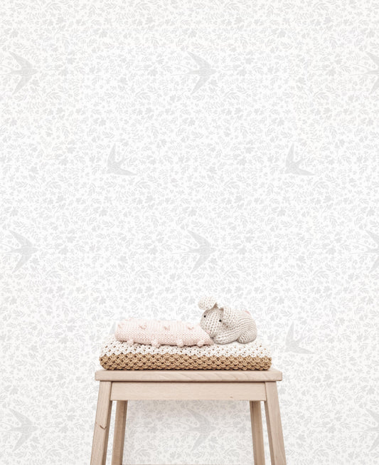 Little Birdie (Stencil) Floral Wallpaper - Wallpaper - Fable and Fawn 