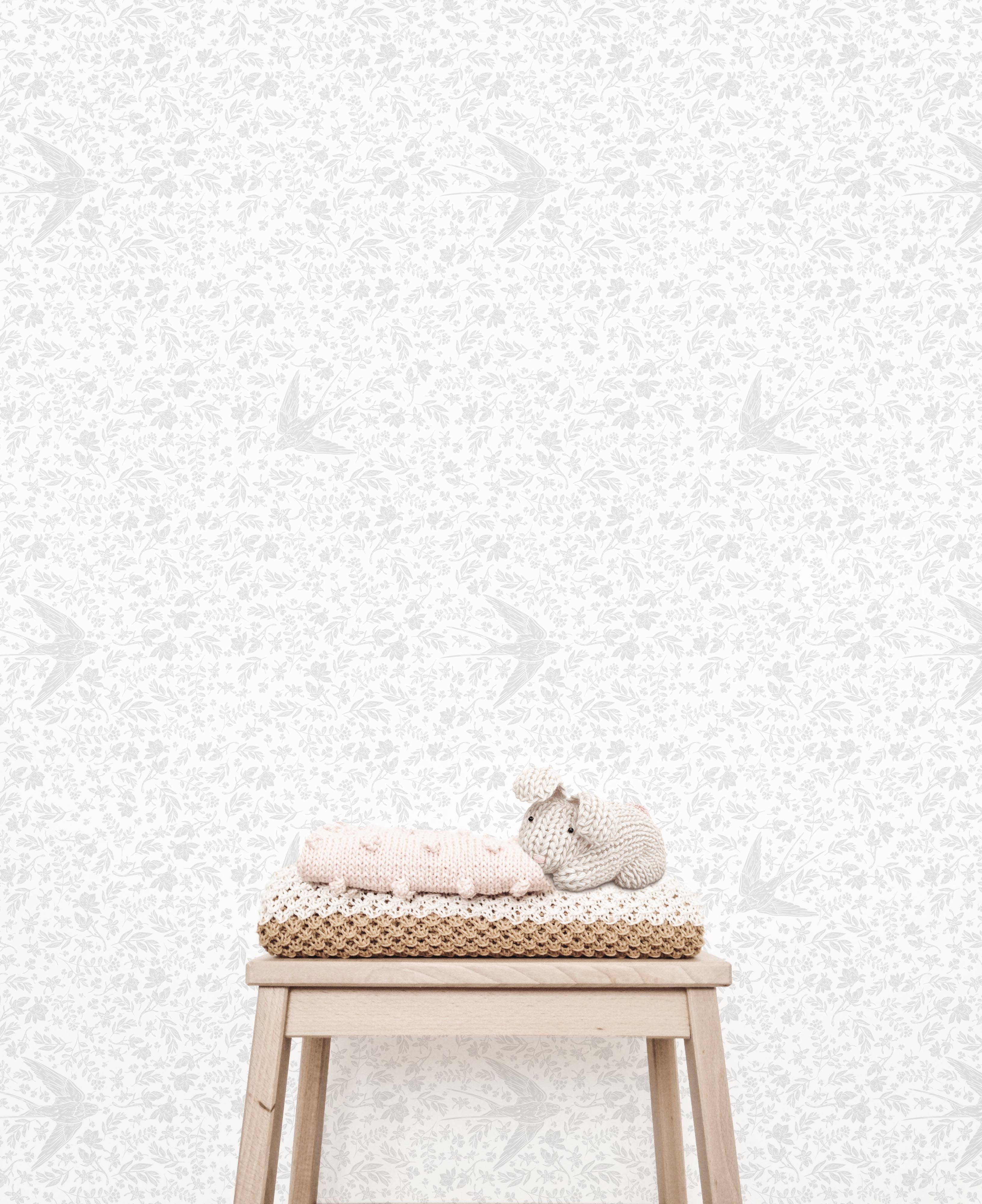 Little Birdie (Stencil) Floral Wallpaper - Wallpaper - Fable and Fawn