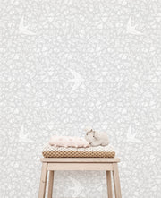 Little Birdie Wallpaper (Soft Grey) - Wallpaper - Fable and Fawn