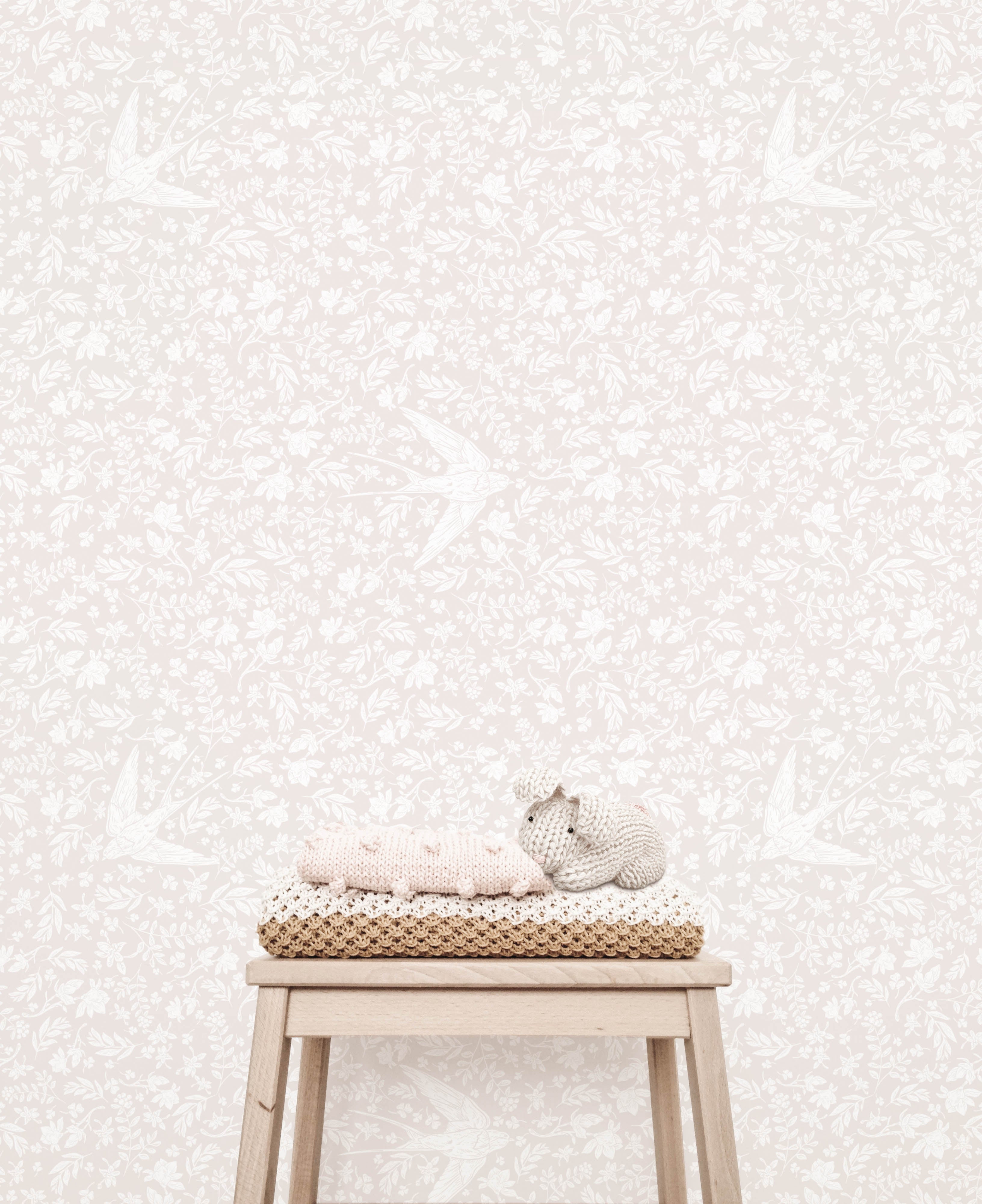 Little Birdie (Soft Pink) | Floral Wallpaper - Wallpaper - Fable and Fawn