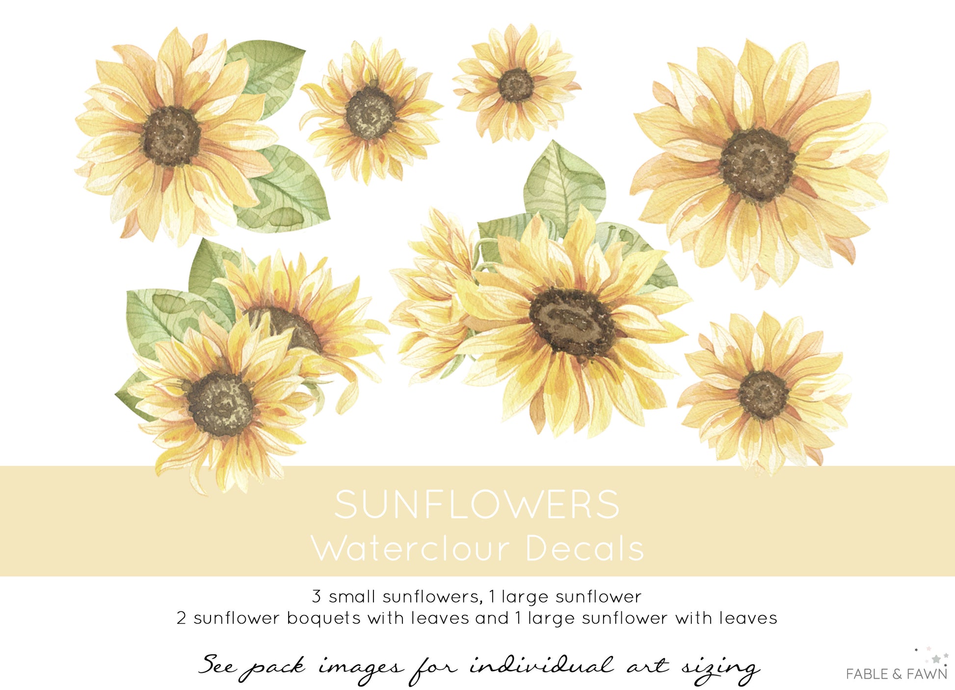 Sunflower Wall Decals - Wall Decals - Fable and Fawn 