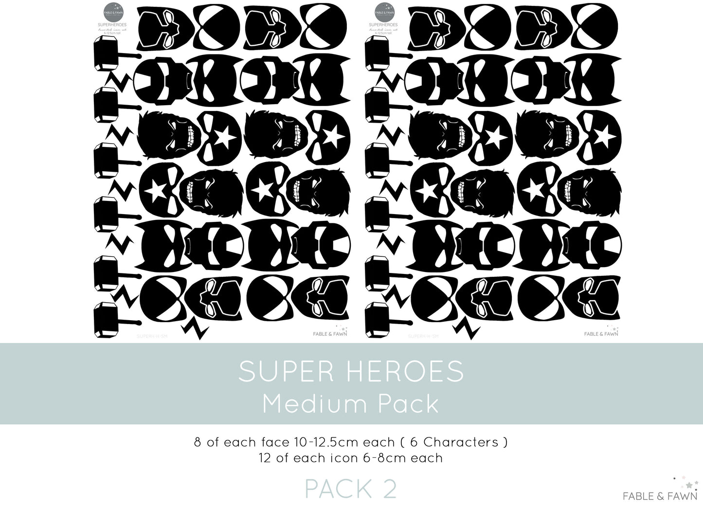 Superhero Wall Decals - 1 or 2 Colour Option - Wall Decals - Fable and Fawn 