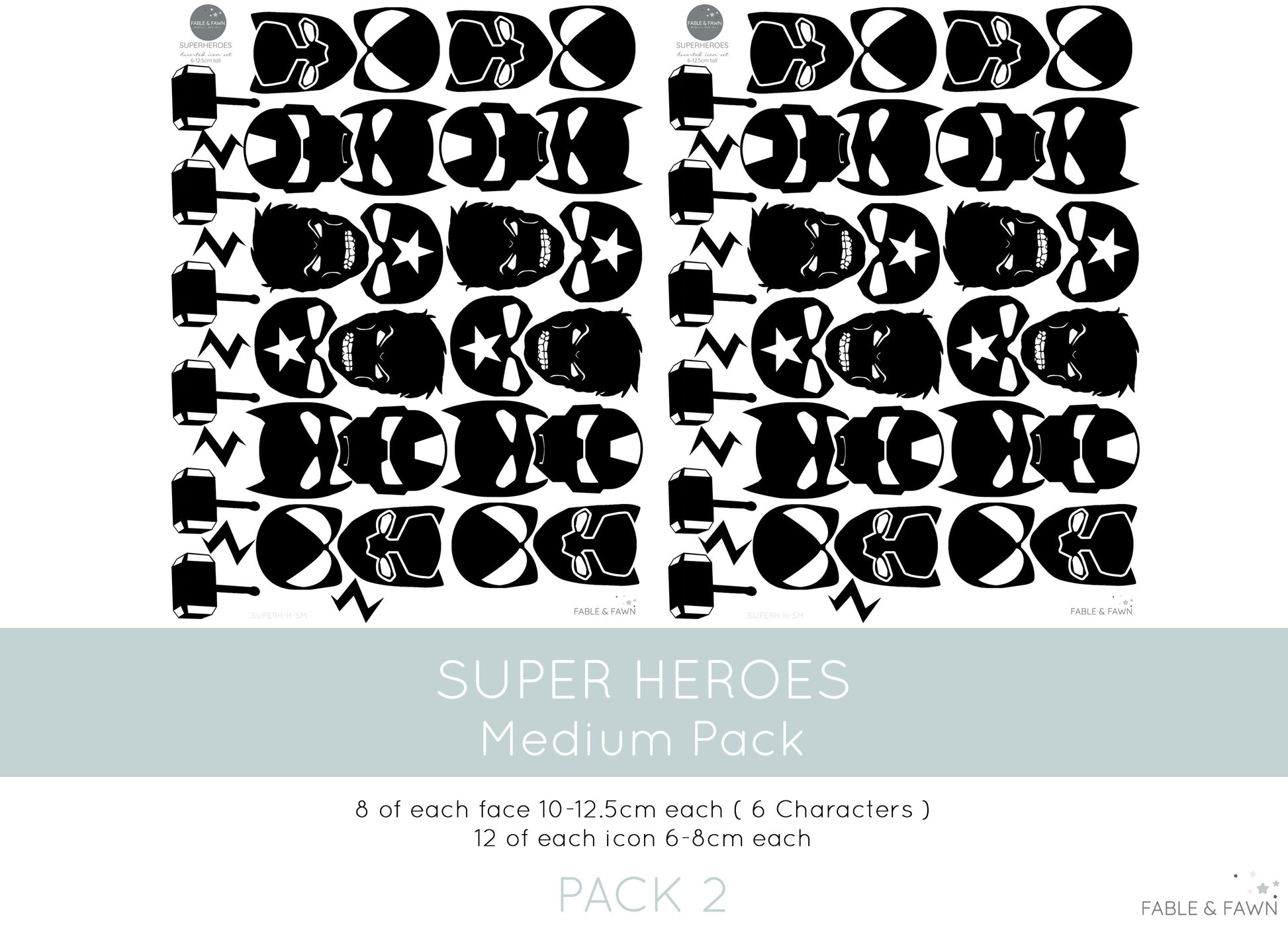 Superhero Wall Decals - 1 or 2 Colour Option - Wall Decals - Fable and Fawn 
