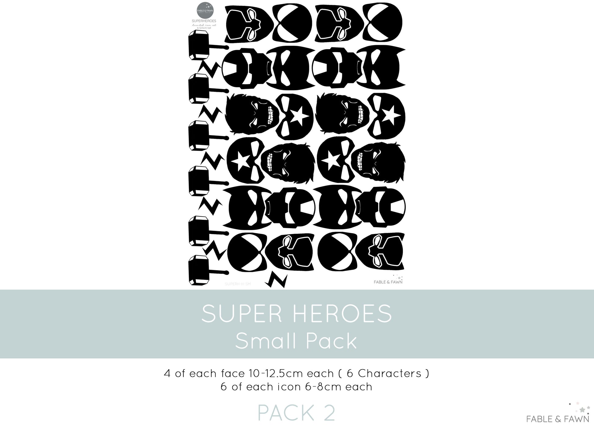 Superhero Wall Decals - 1 or 2 Colour Option - Wall Decals - Fable and Fawn 