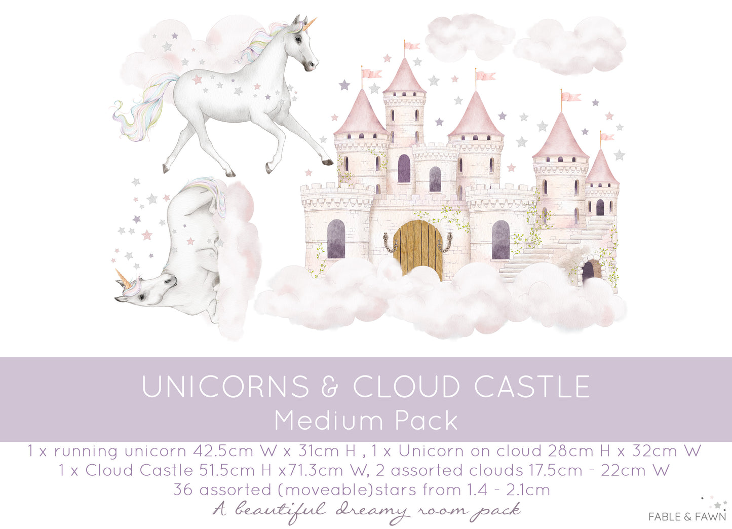 Unicorn Wall Decal Set - Wall Decals - Fable and Fawn 