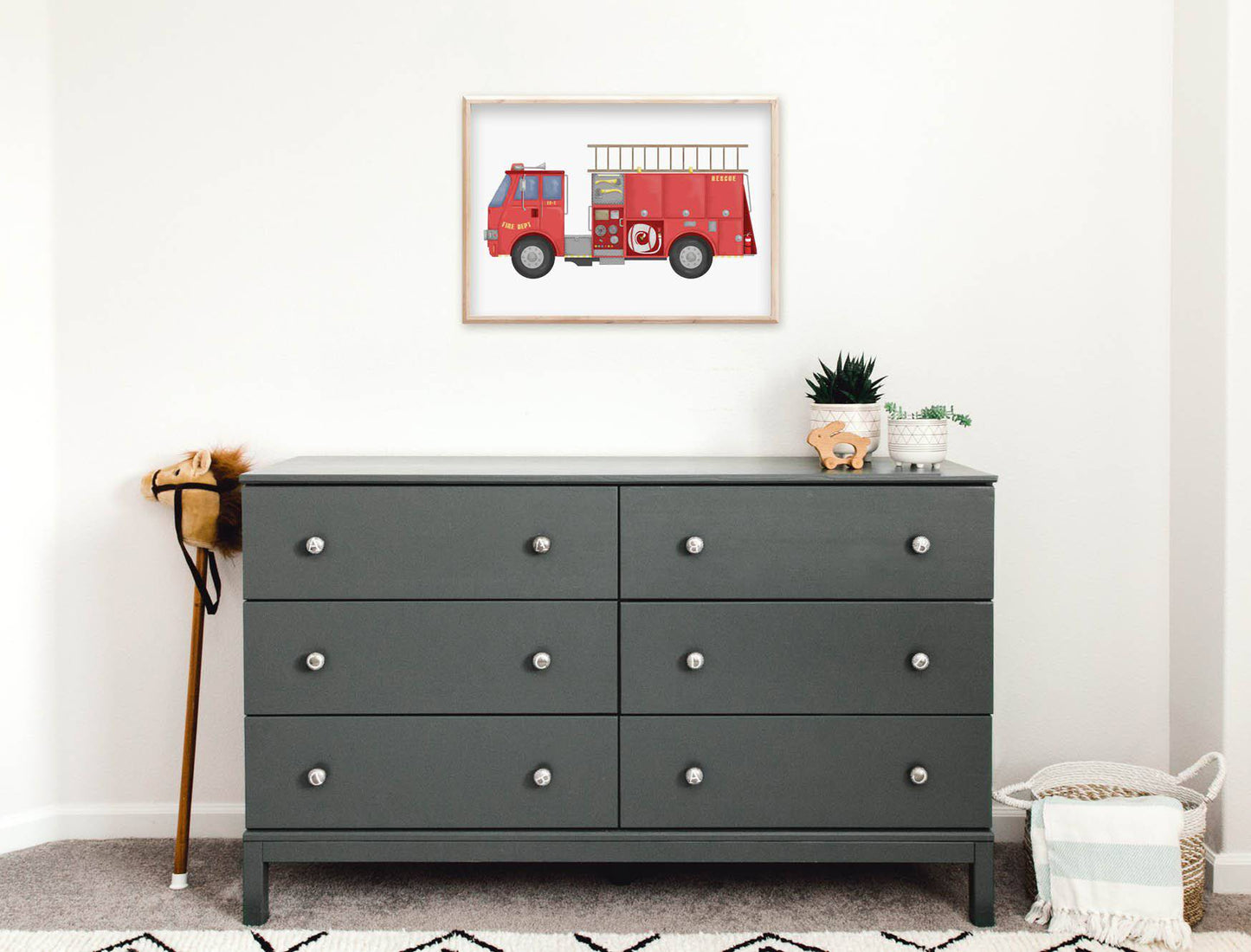 Fire Engine Print | Personalised Word Print - Kids Wall Art - Fable and Fawn 