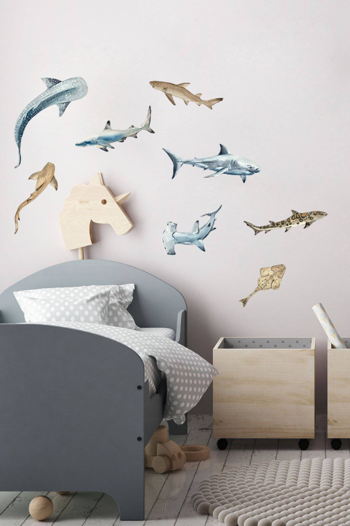 Shark Wall Stickers - Wall Decals - Fable and Fawn
