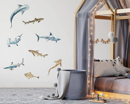 Shark Wall Stickers - Wall Decals - Fable and Fawn 