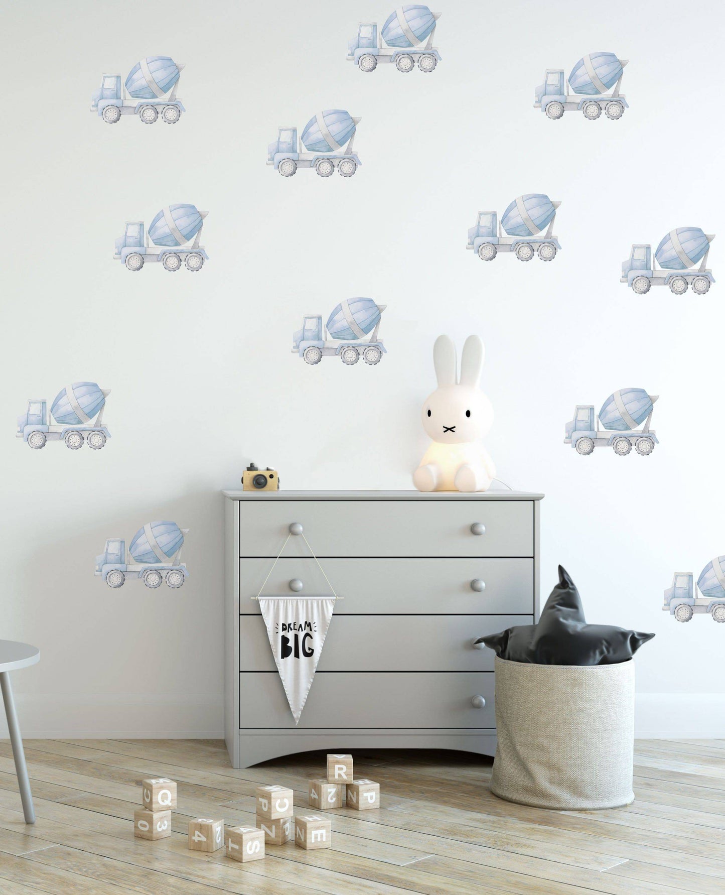 Removable Fabric Wall Decals - Mini Cement Mixers - Wall Decals - Fable and Fawn 