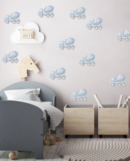 Removable Fabric Wall Decals - Mini Cement Mixers - Wall Decals - Fable and Fawn 
