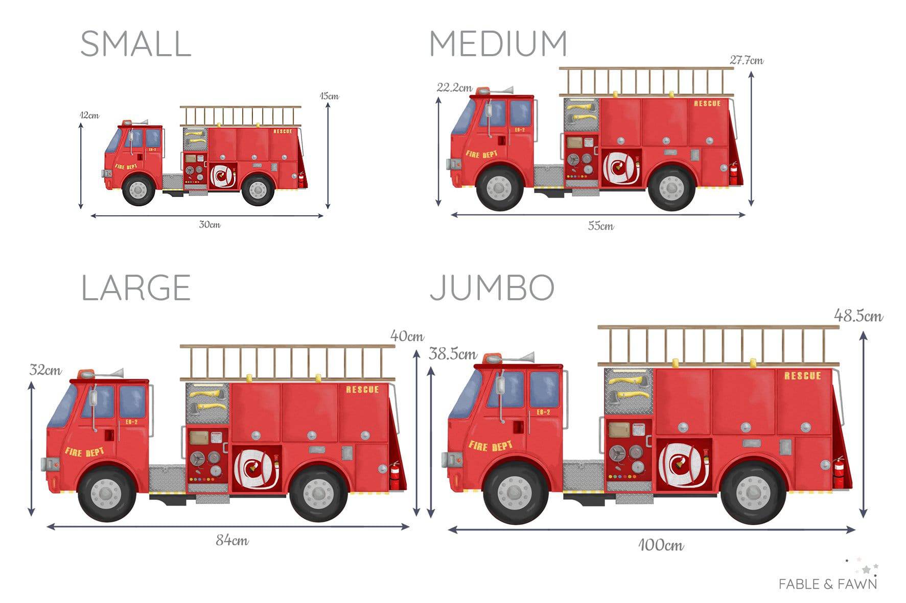 Fire Engine Wall Decals - Wall Decals - Fable and Fawn 