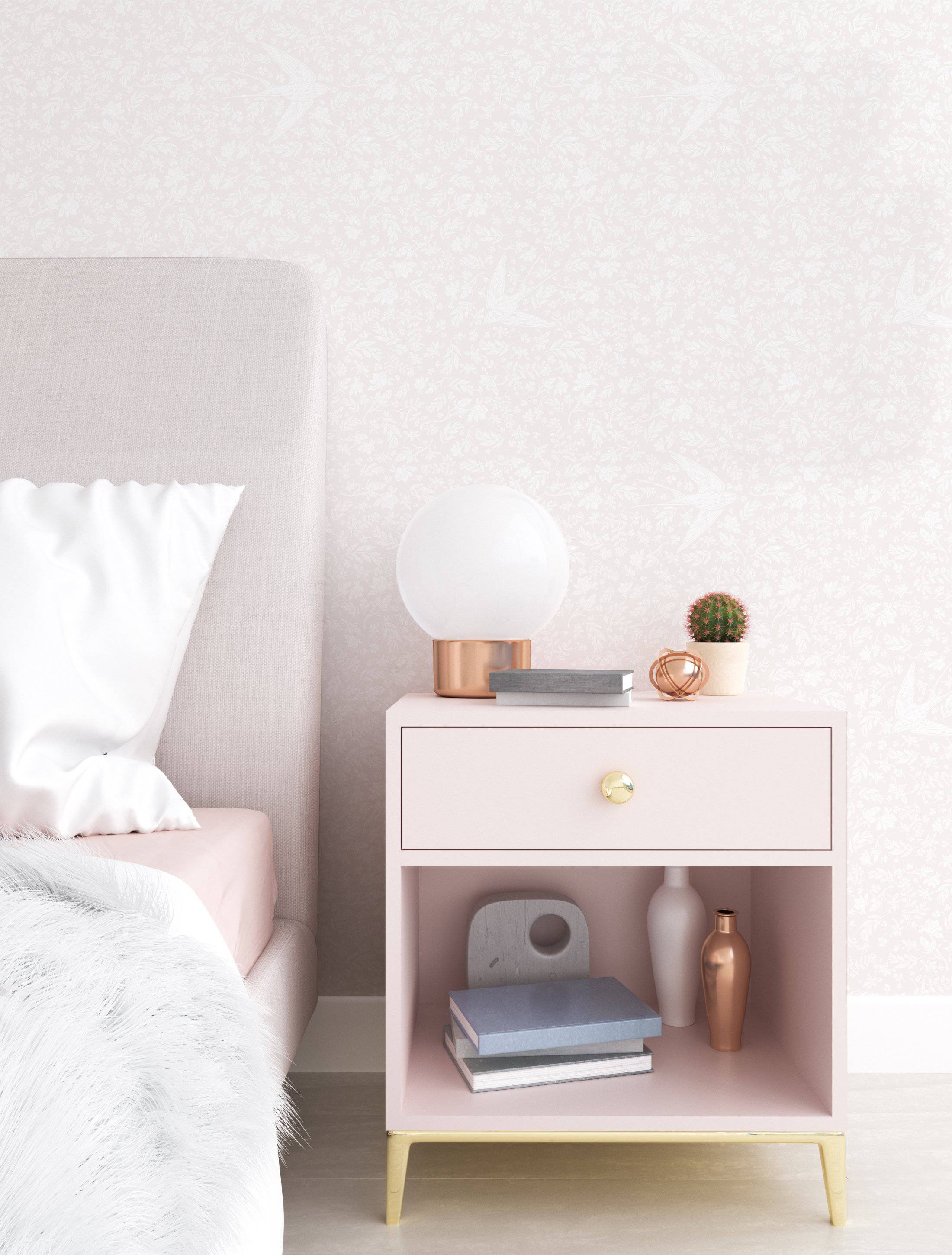 Little Birdie (Soft Pink) | Floral Wallpaper - Wallpaper - Fable and Fawn