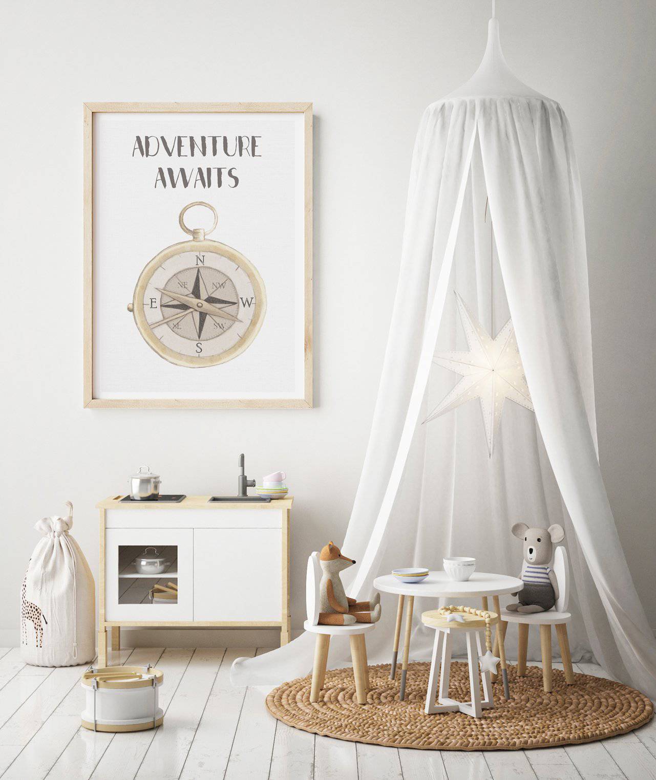Adventure Awaits Quote Print - Kids Wall Art - Fable and Fawn 