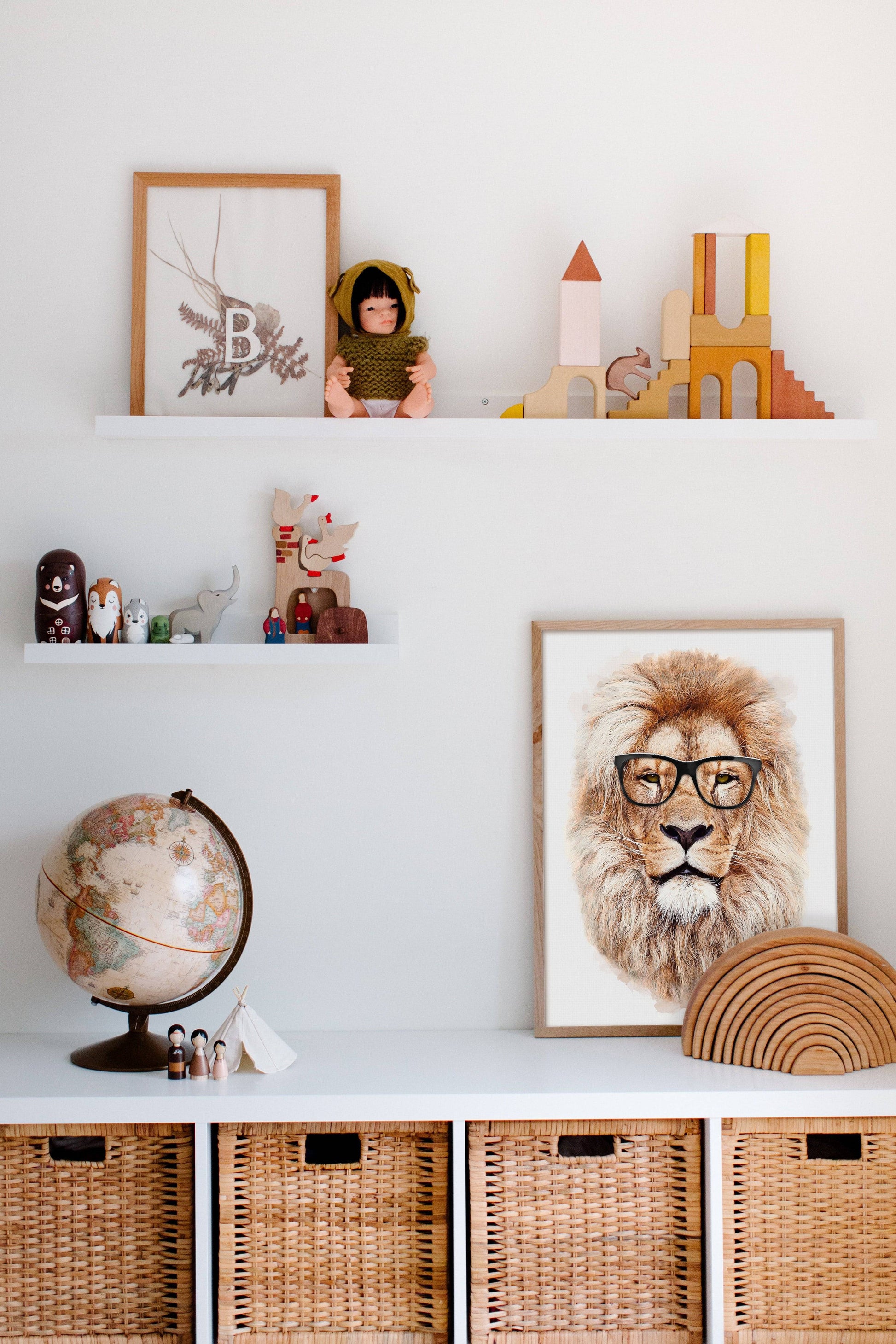 Mr. Lion | Lion With Glasses Print - PRINT - Fable and Fawn 