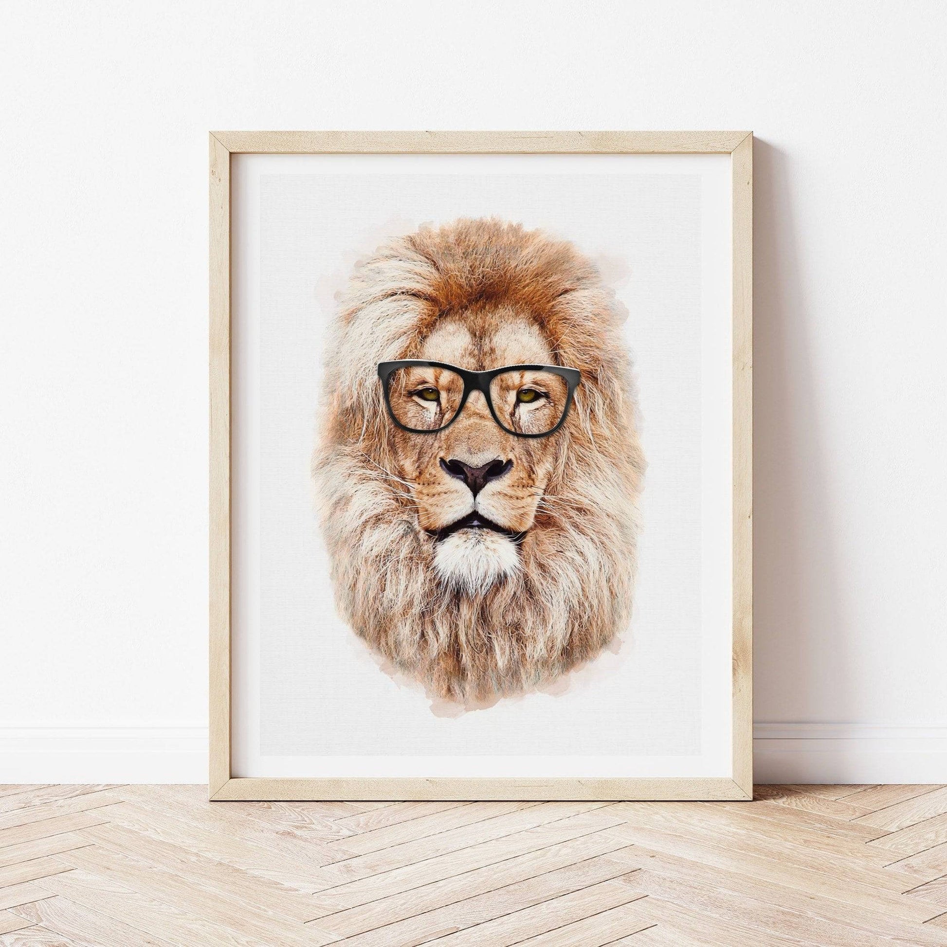 Mr. Lion | Lion With Glasses Print - PRINT - Fable and Fawn 
