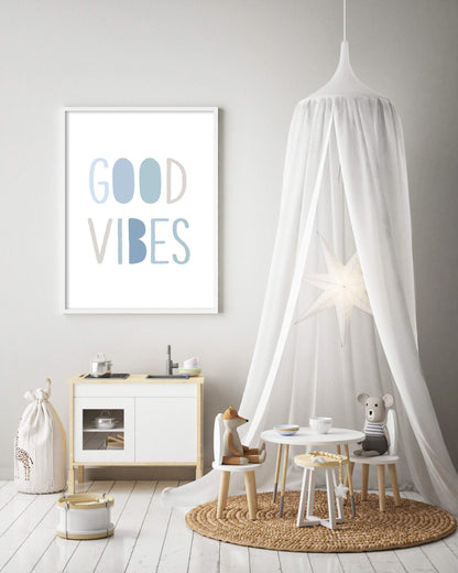 Quotes Good Vibes (Light Blue) - PRINT - Fable and Fawn 