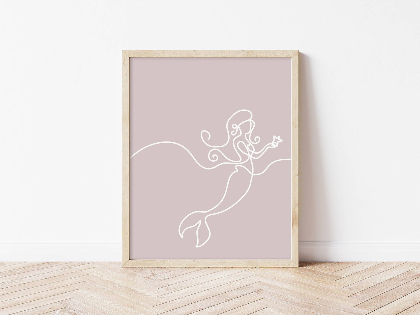 Mermaid Line Print (Pink) | Mermaid Line Wall Art - PRINT - Fable and Fawn 