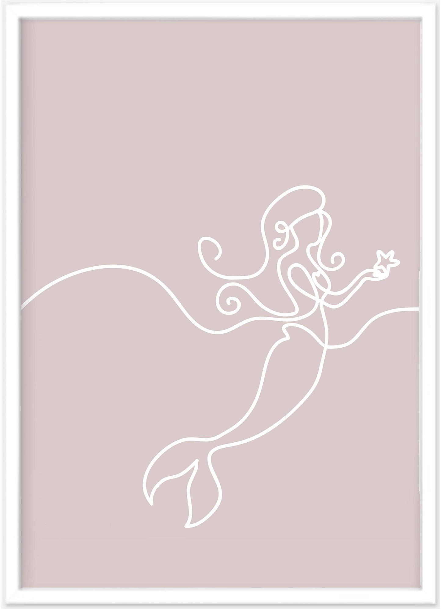 Mermaid Line Print (Pink) | Mermaid Line Wall Art - PRINT - Fable and Fawn 
