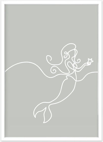 Mermaid Line Wall Art (Sage) - PRINT - Fable and Fawn 