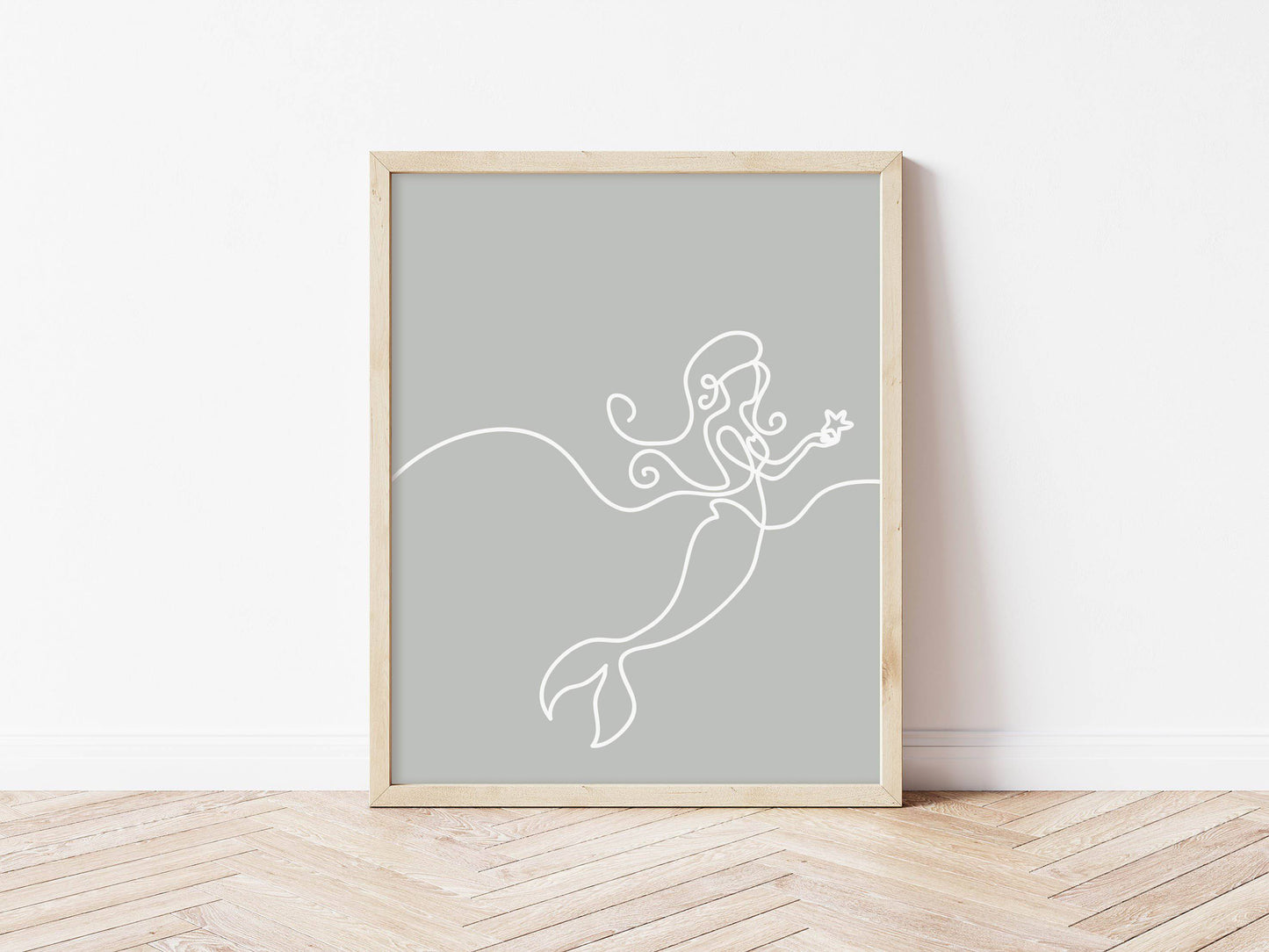 Mermaid Line Wall Art (Sage) - PRINT - Fable and Fawn 