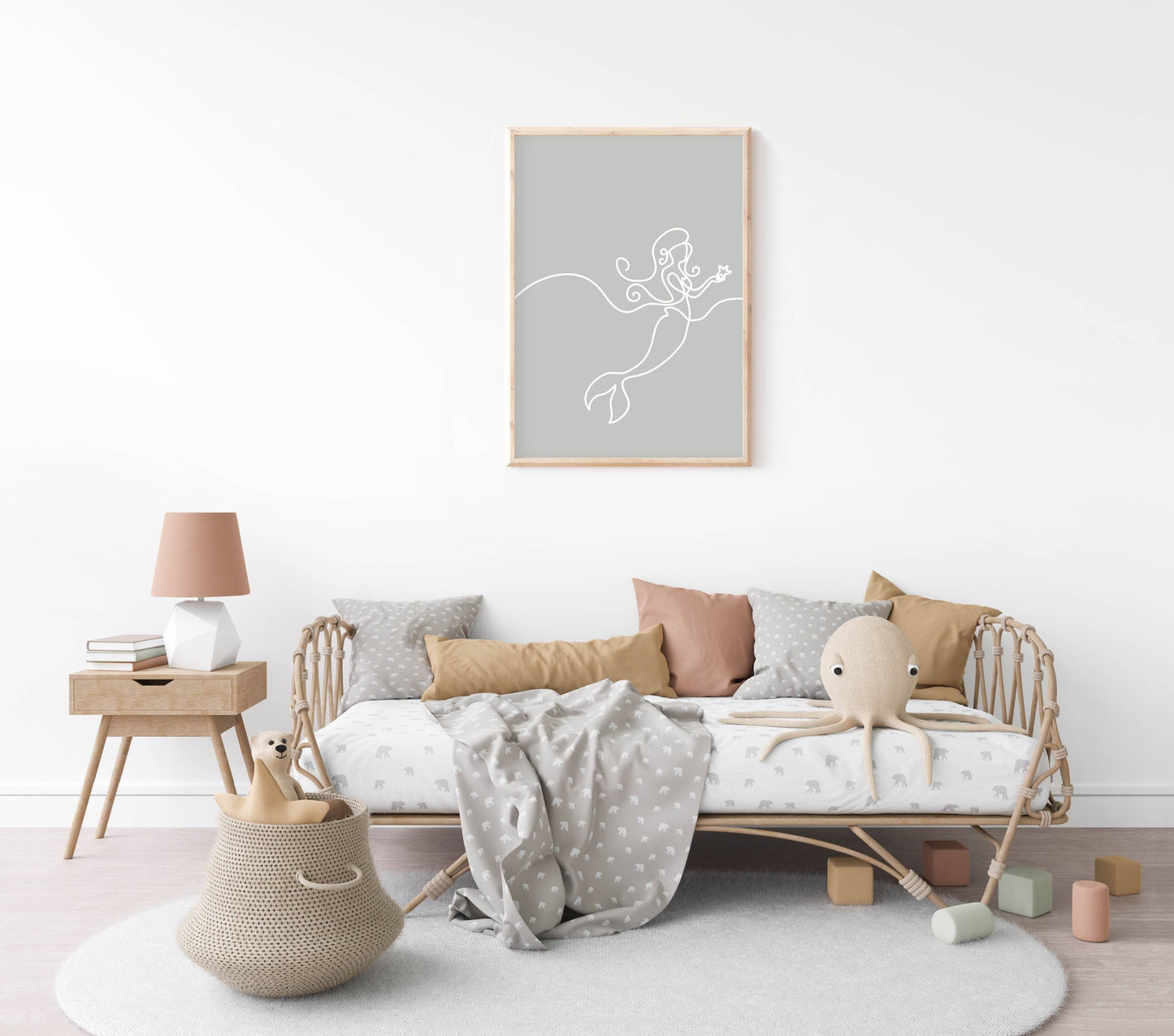 Mermaid Line Wall Art (Sage) - PRINT - Fable and Fawn 
