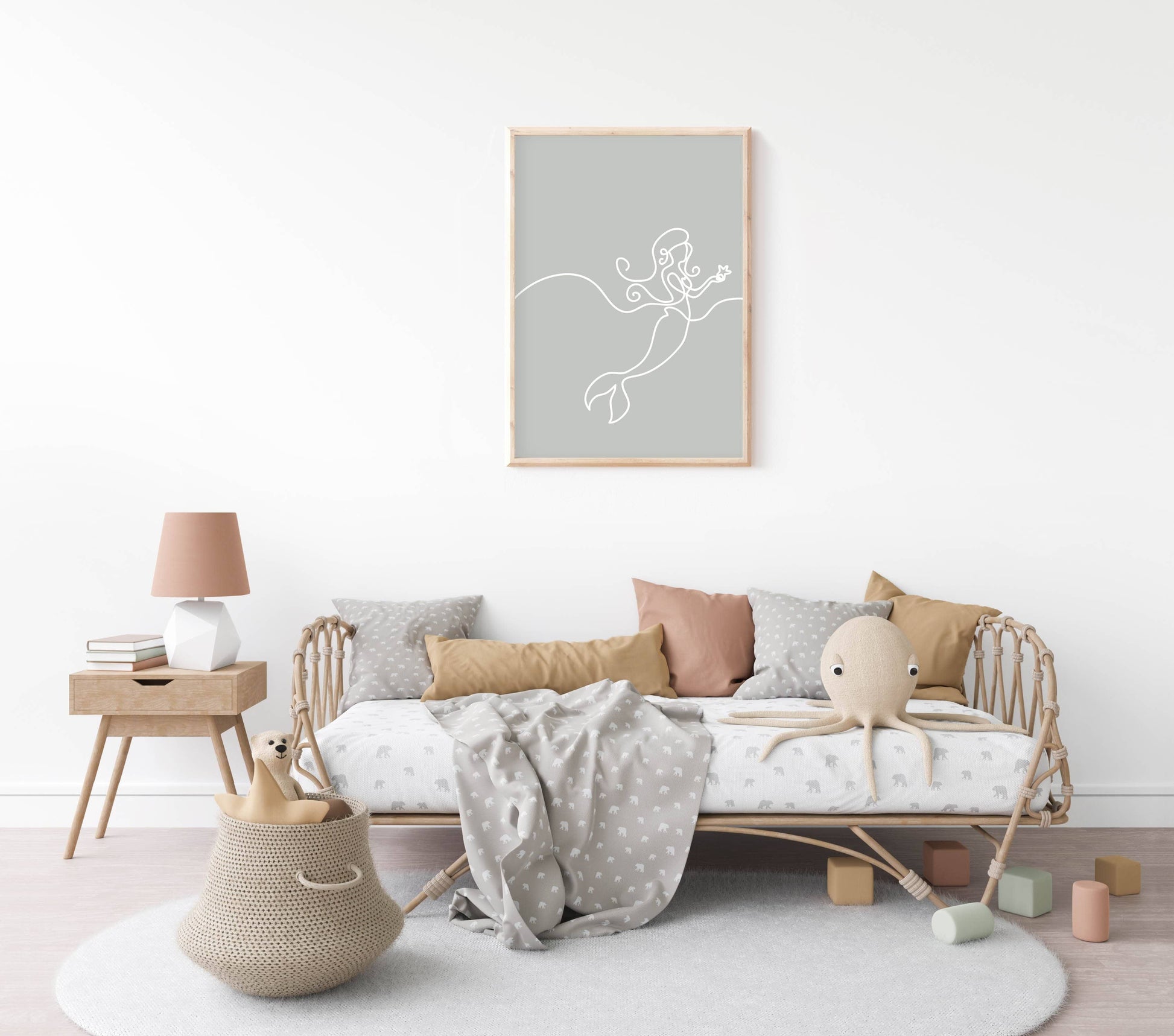 Mermaid Line Wall Art (Sage) - PRINT - Fable and Fawn 