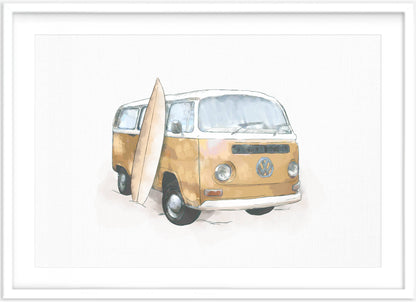 Kombi Van Print (Mustard) - PRINT - Fable and Fawn 