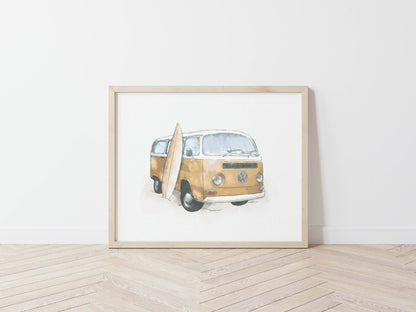Kombi Van Print (Mustard) - PRINT - Fable and Fawn 