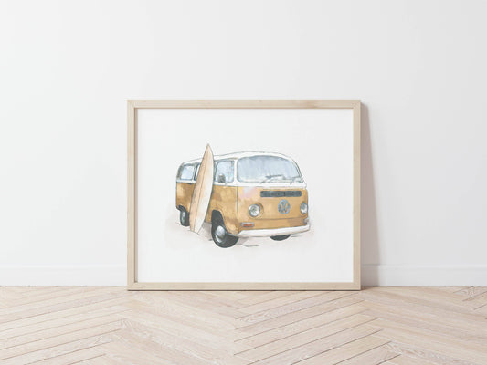Kombi Van Print (Mustard) - PRINT - Fable and Fawn 