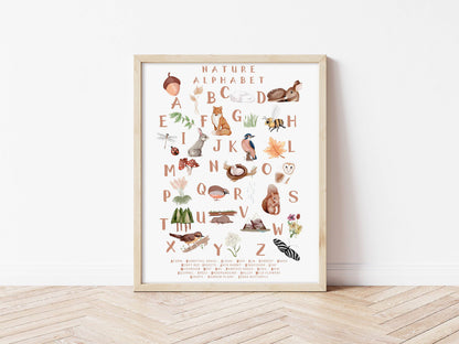 Woodland Alphabet Print (Blush) - PRINT - Fable and Fawn 