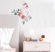 Pink Cockatoo & Flower Wall Decals - Wall Decals - Fable and Fawn