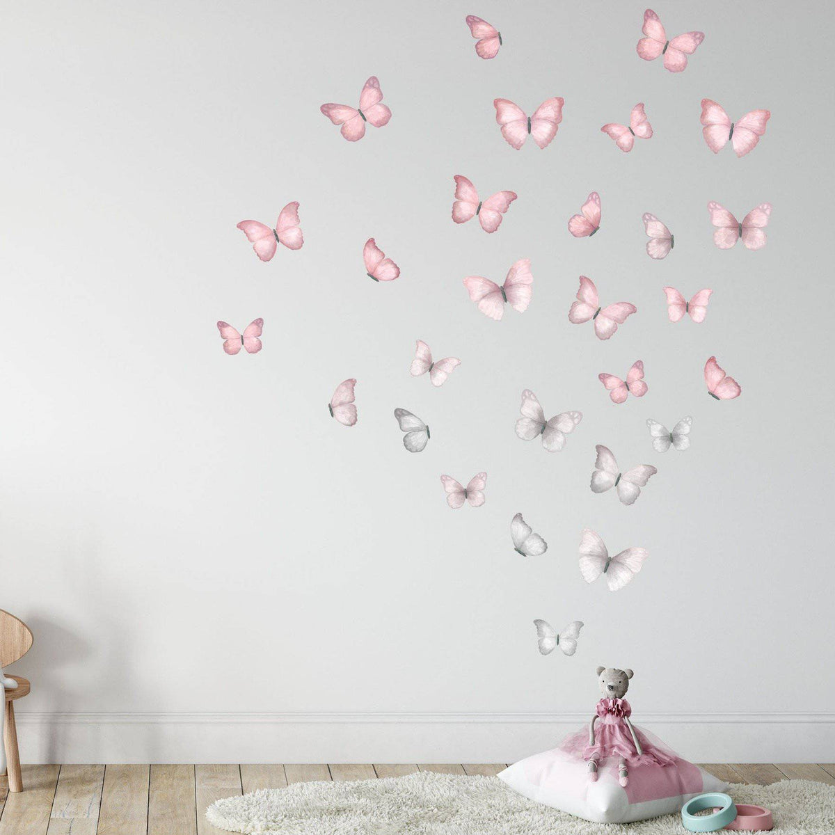 Butterfly Wall Decals (Pink & Grey) - Wall Decals - Fable and Fawn