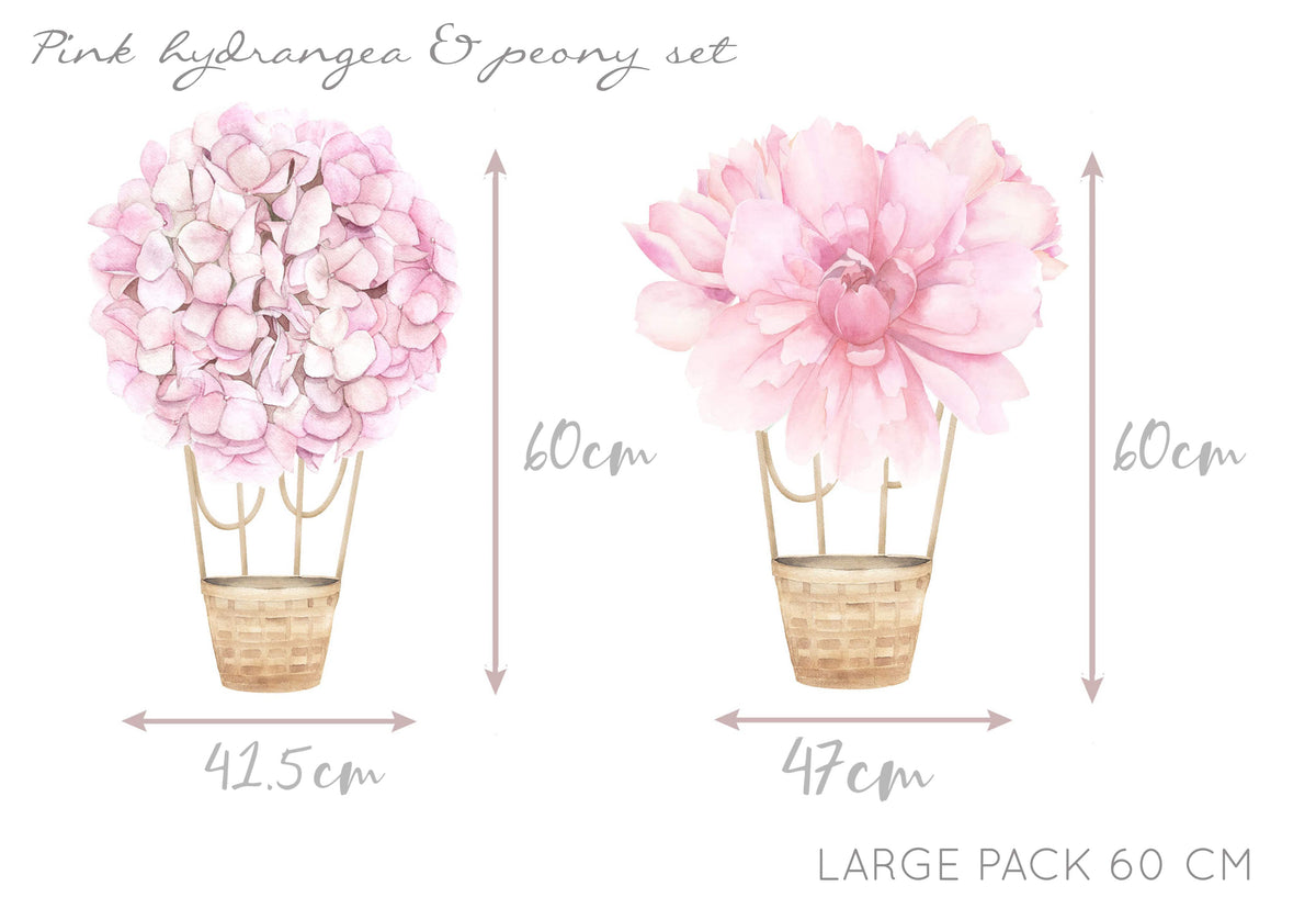 Floral Hot Air Balloons (Pink) - Wall Decals - Fable and Fawn