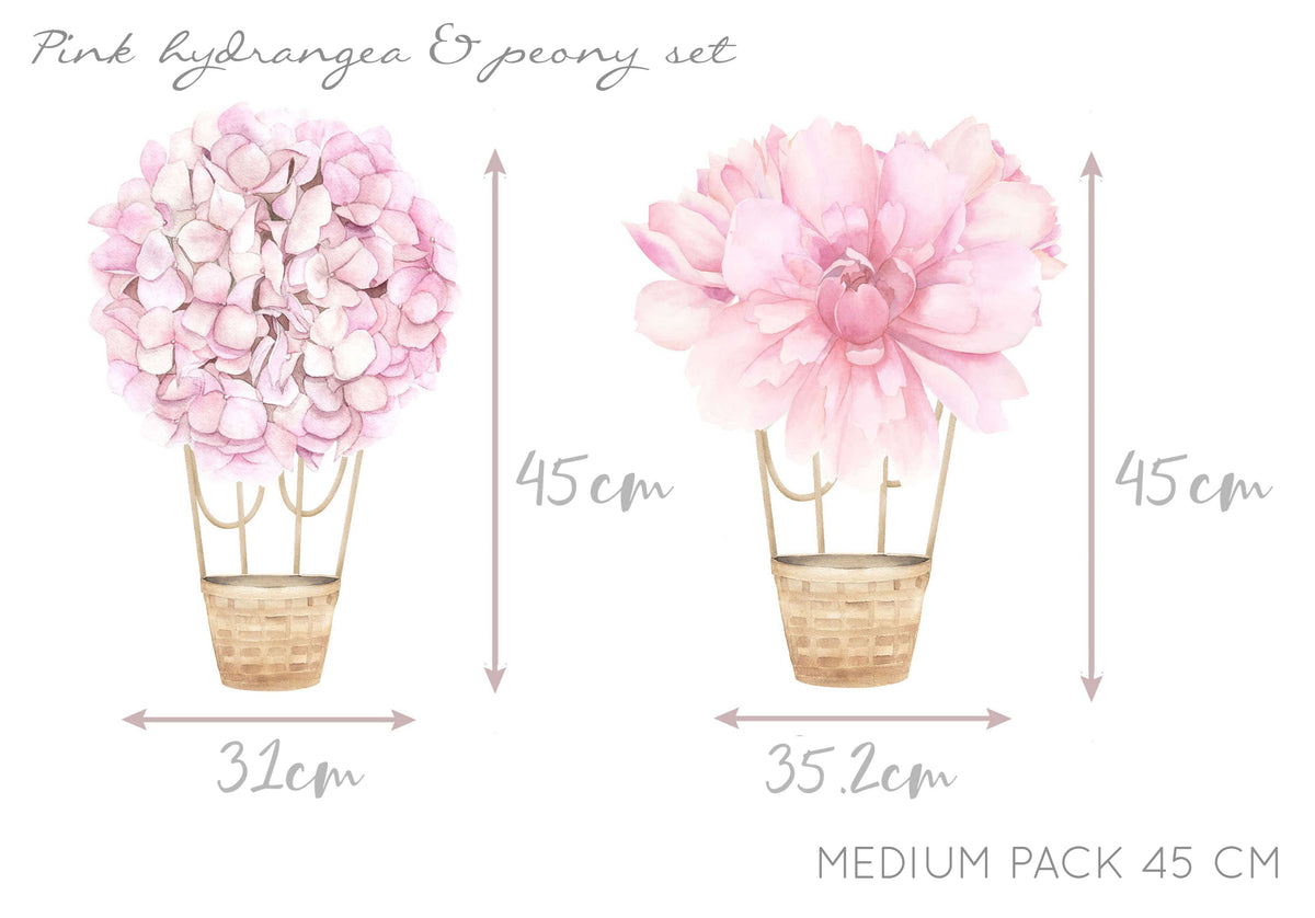 Floral Hot Air Balloons (Pink) - Wall Decals - Fable and Fawn