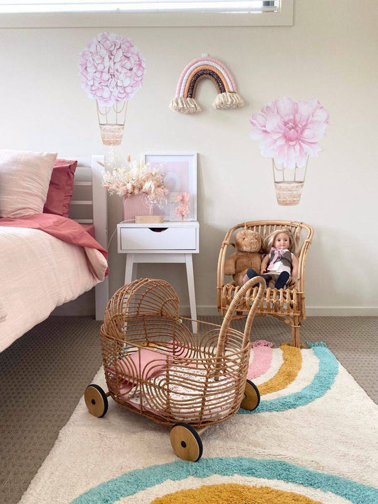 Floral Hot Air Balloons (Pink) - Wall Decals - Fable and Fawn