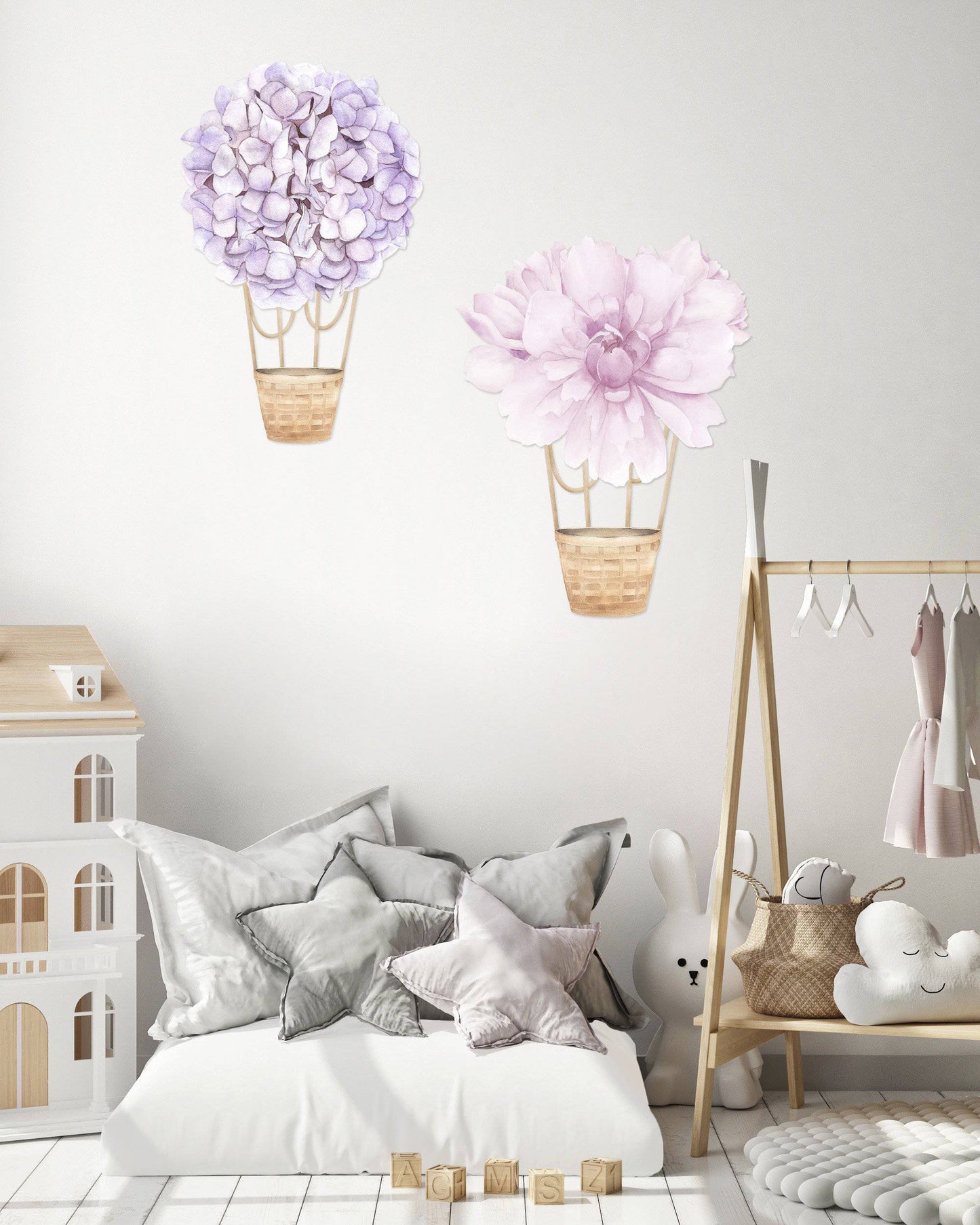 Floral Hot Air Balloons (Purple) - Wall Decals - Fable and Fawn 