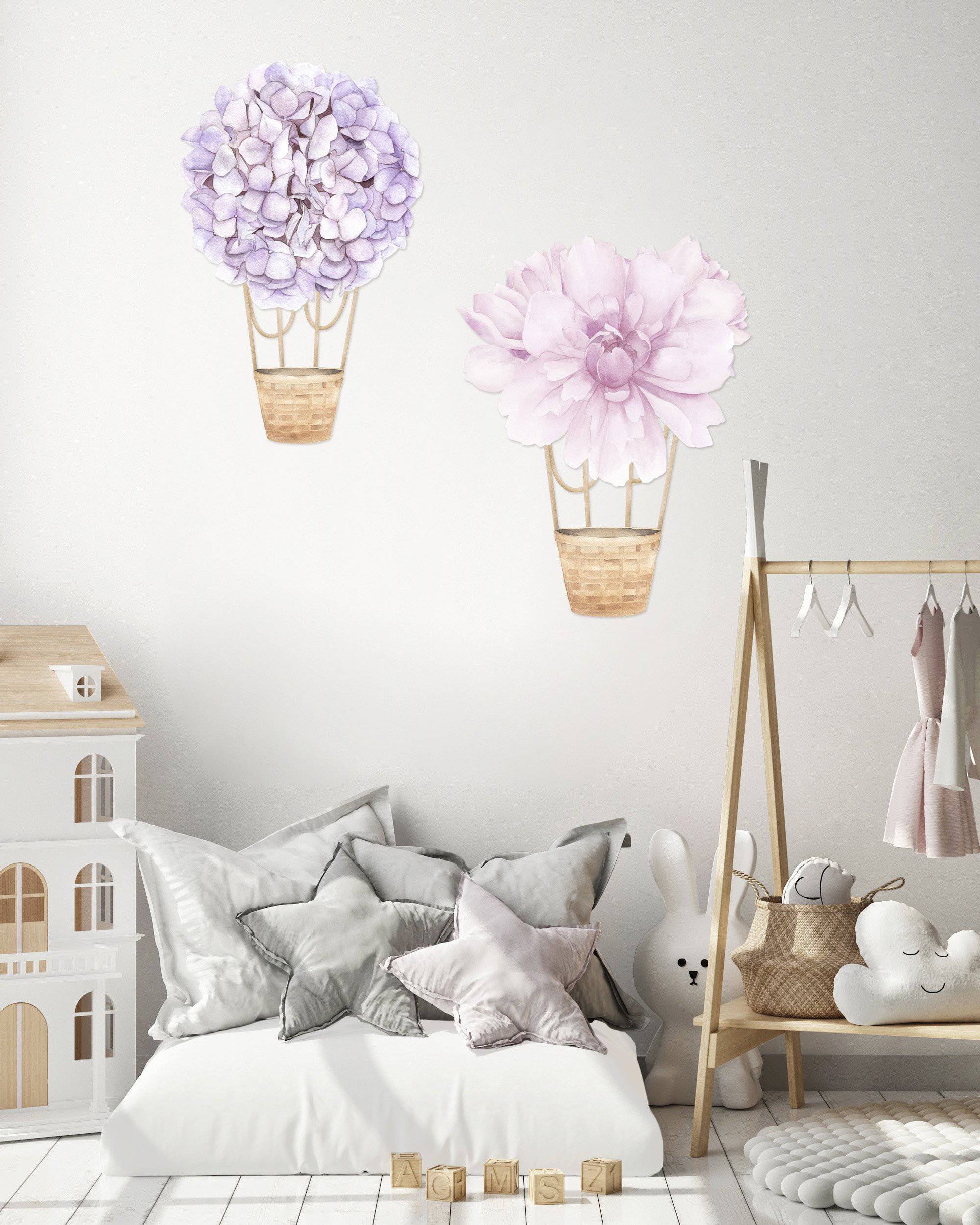 Floral Hot Air Balloons (Purple) - Wall Decals - Fable and Fawn 