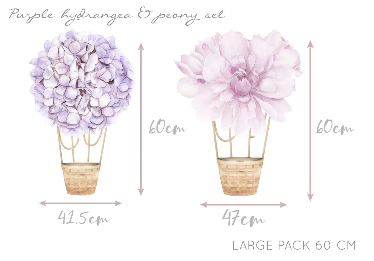 Floral Hot Air Balloons (Purple) - Wall Decals - Fable and Fawn
