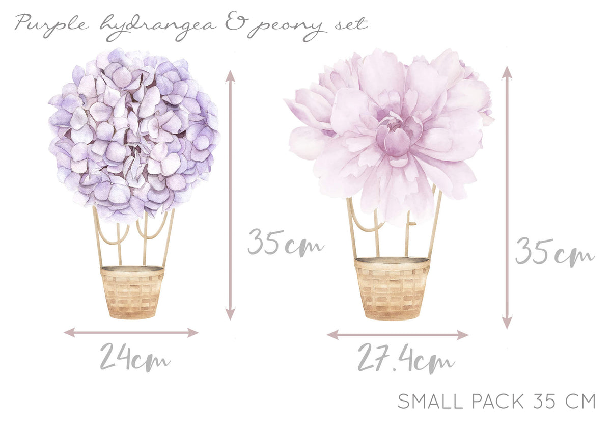 Floral Hot Air Balloons (Purple) - Wall Decals - Fable and Fawn