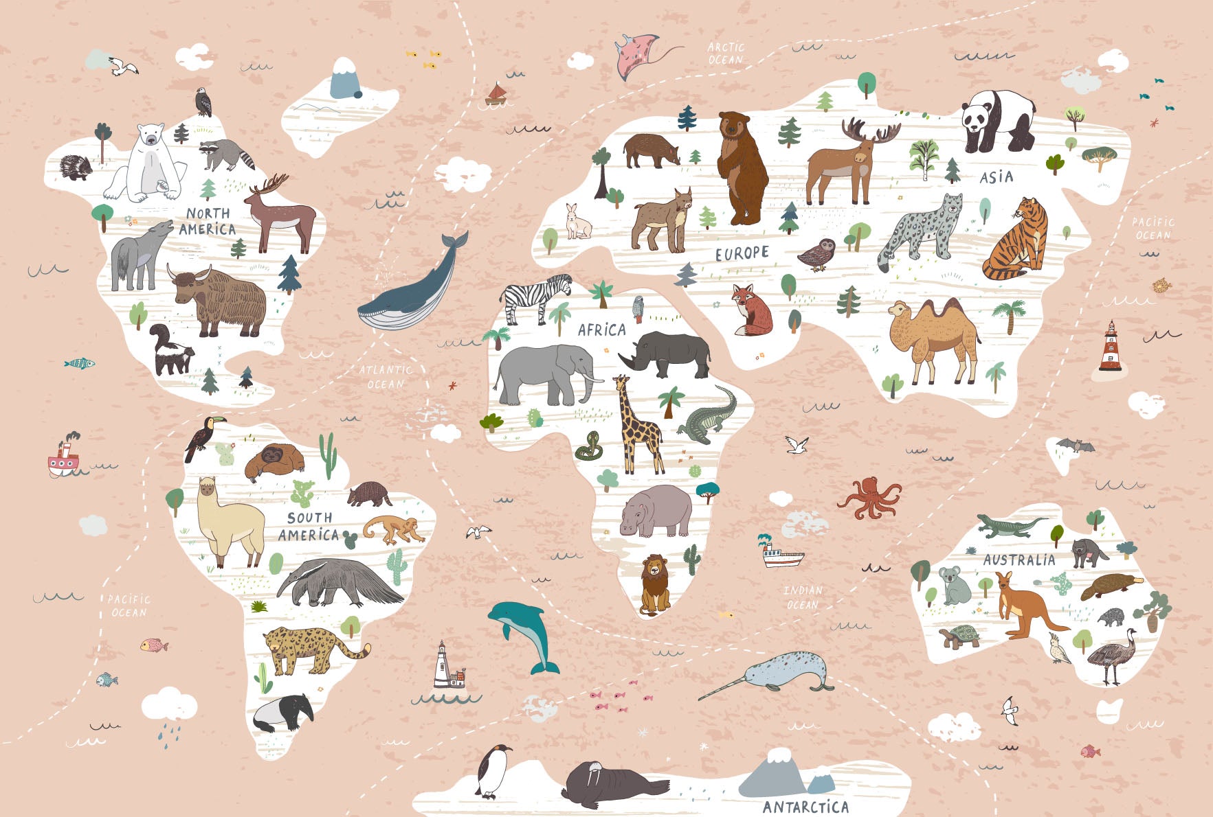 Map of the World Wall Decal - Wall Decals - Fable and Fawn