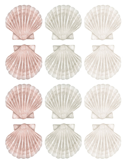 Seashell Wall Decals (Soft Olive) - Wall Decals - Fable and Fawn 